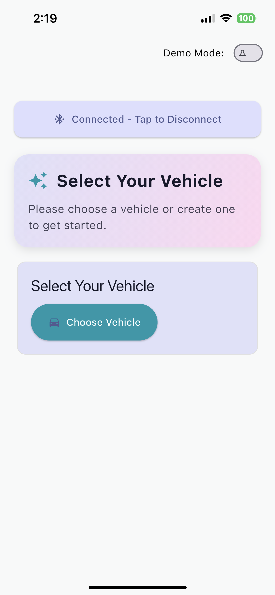 Vehicle Selection Screen